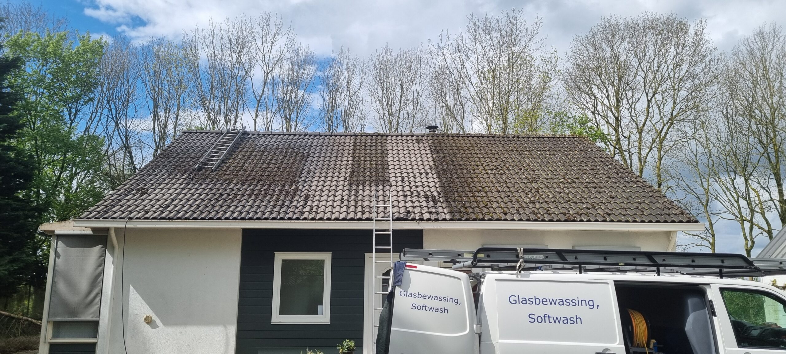 Hogedruk reiniging van dak